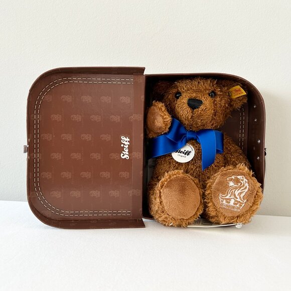 New! STEIFF Ritz Carlton Bear Plush In Suitcase Brown Embroidered Logo NWT - Picture 8 of 9